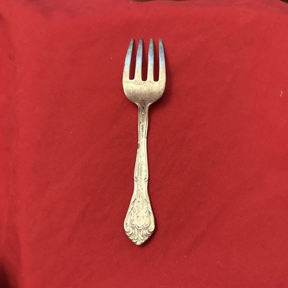 Vintage Alvin Chateau Rose Sterling Silver Baby Fork 4 1/8
